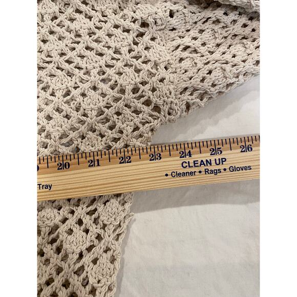 Artelier Nicole Miller Women's Large Open Knit Pullover Sweater Beige Polyester - Picture 8 of 10